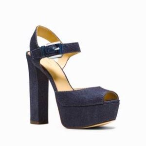 MICHAEL KORS London Denim Platform Peep-Toe Sandal